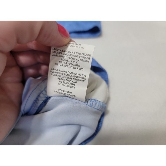 Hang Ten Women Long Sleeve Blue Geometric Large Rash‎ Guard Protection Shirt - Picture 6 of 8